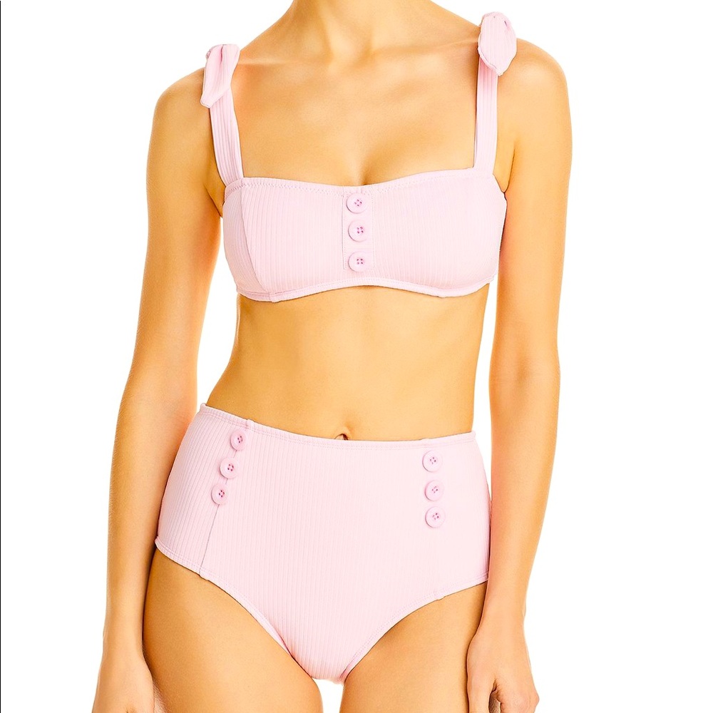 Shoshanna Swimwear Ribbed Pink Bikini Small NWT